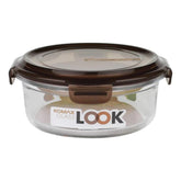 Sealable round glass food storage container